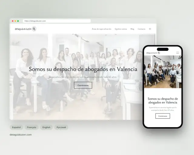 The Delaguía y Luzón website on desktop and mobile